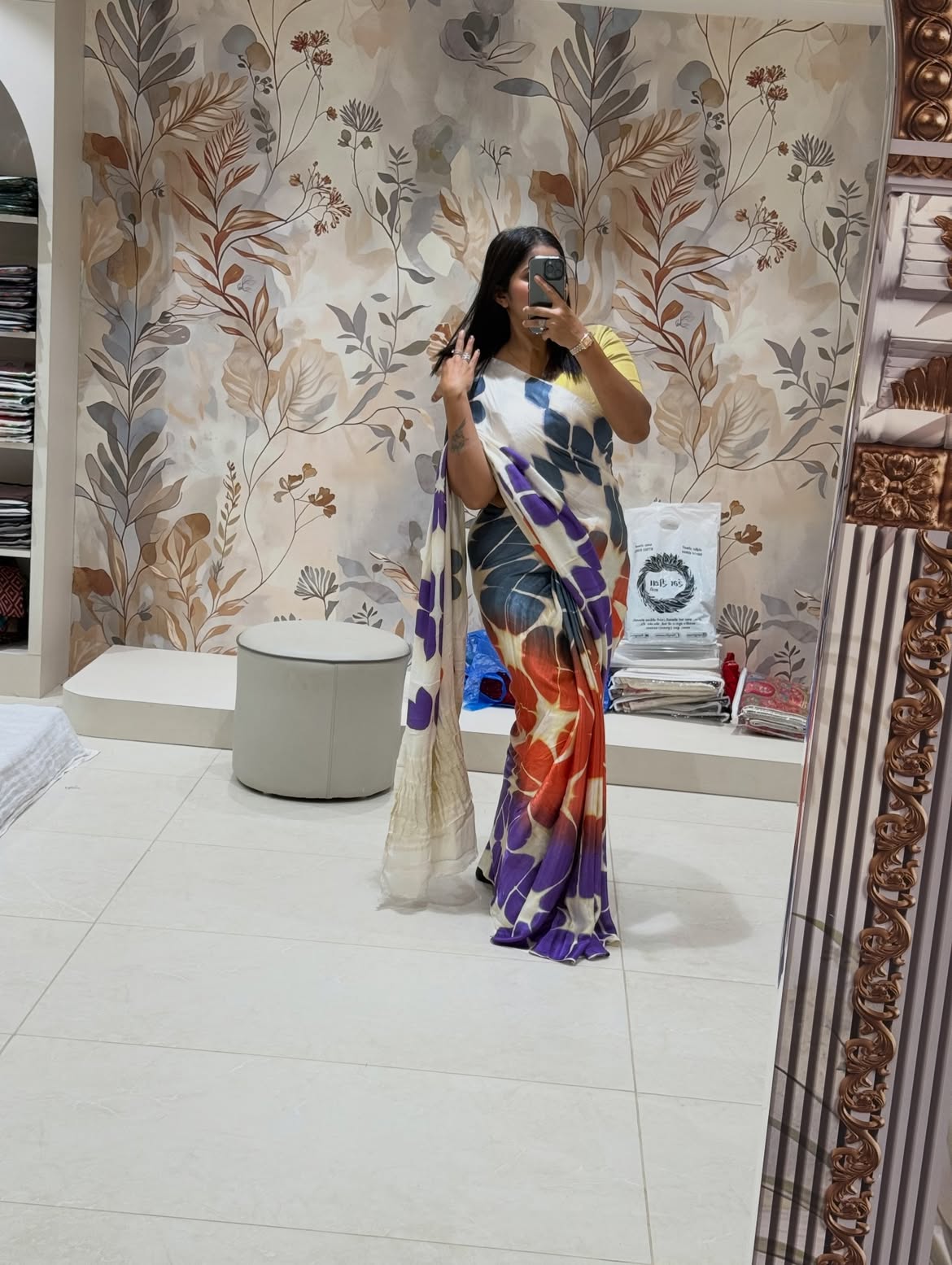 gujarati wedding saree look – Pure Modal Silk Saree with Blouse