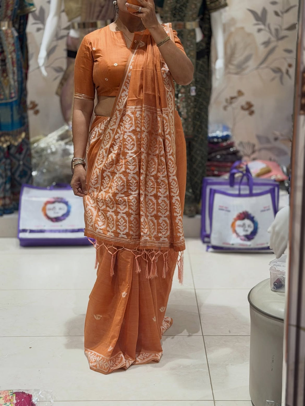 Cotton saree with weaving work - view 10