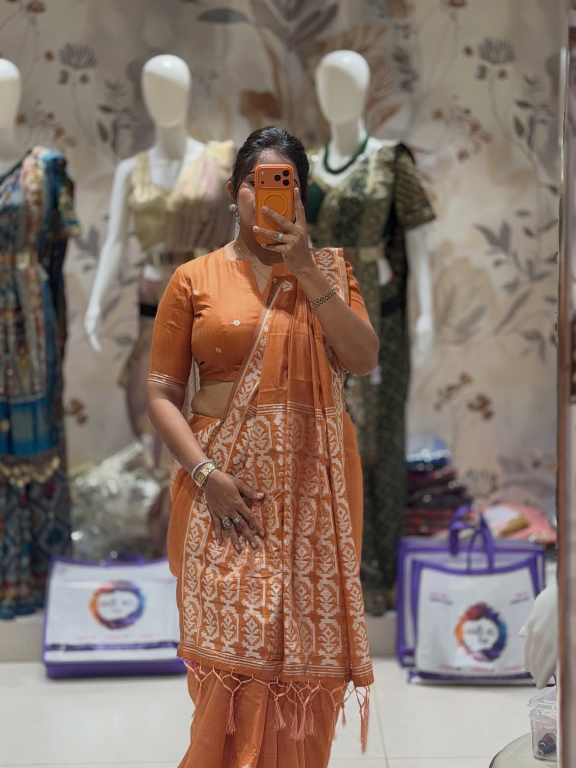 Cotton saree with weaving work - view 11