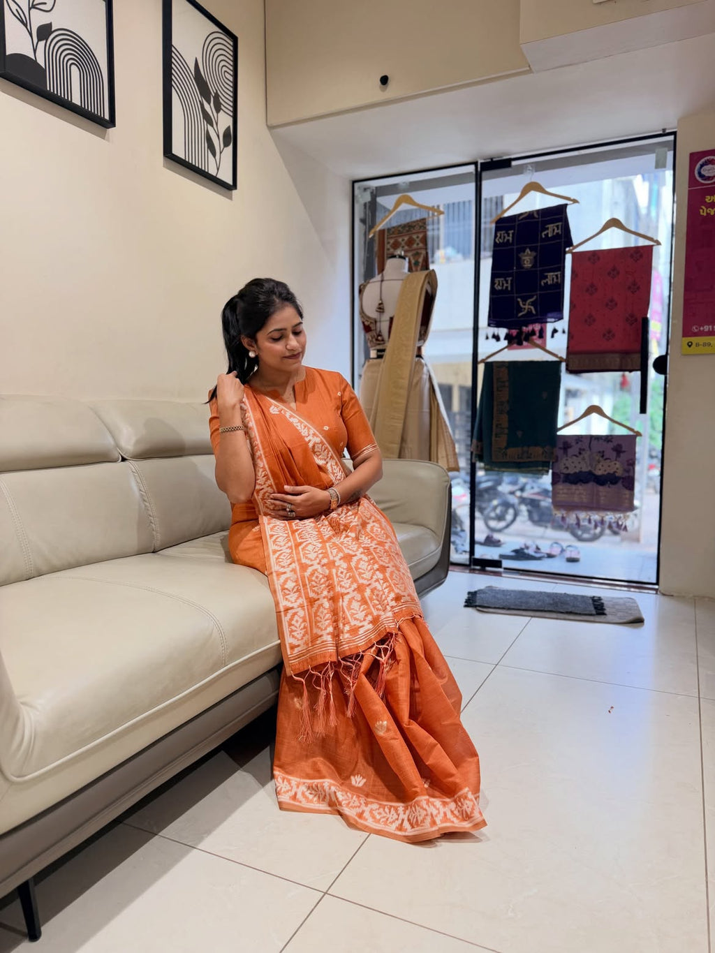 Cotton saree with weaving work - view 4