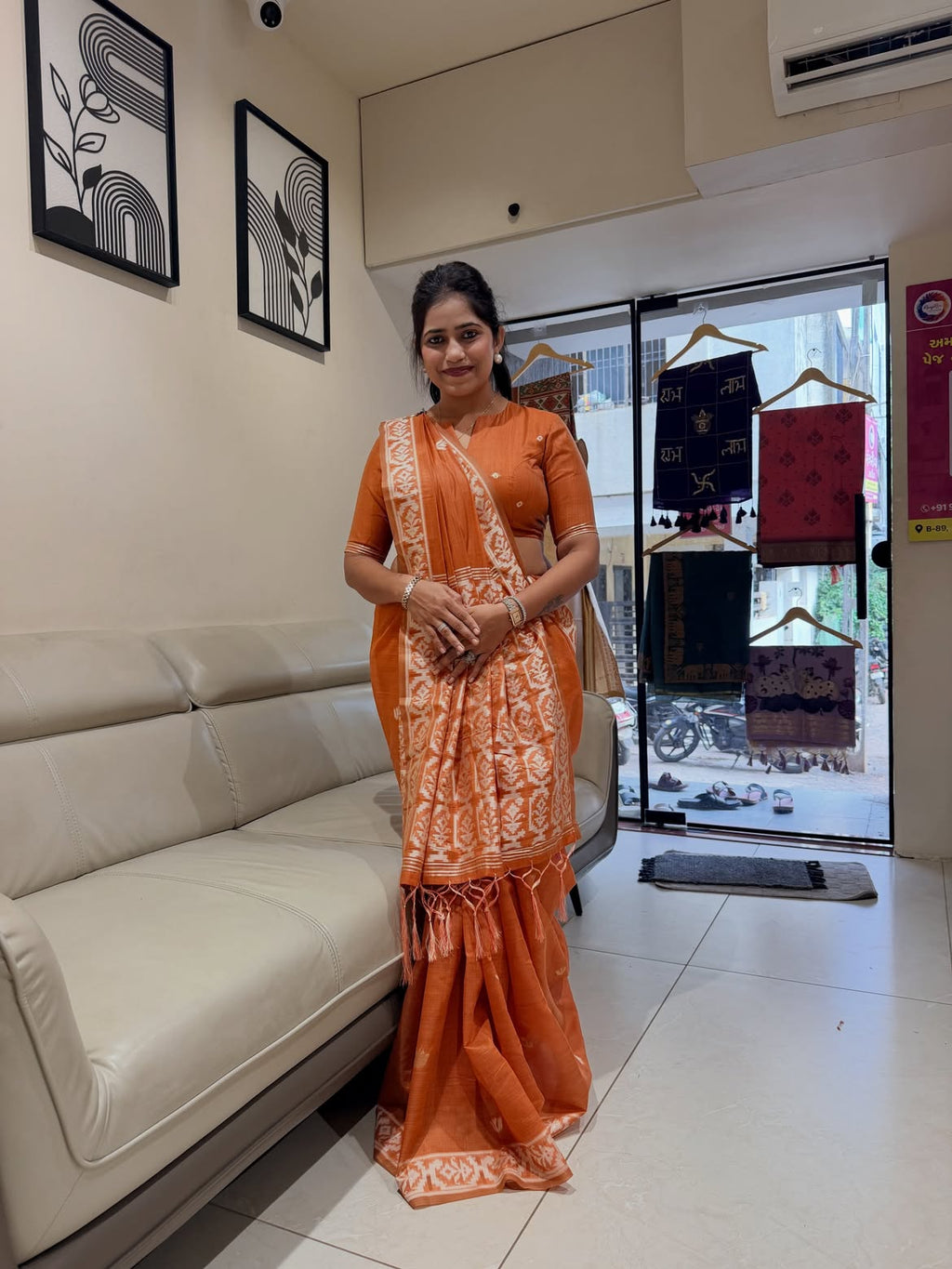 Cotton saree with weaving work - view 5