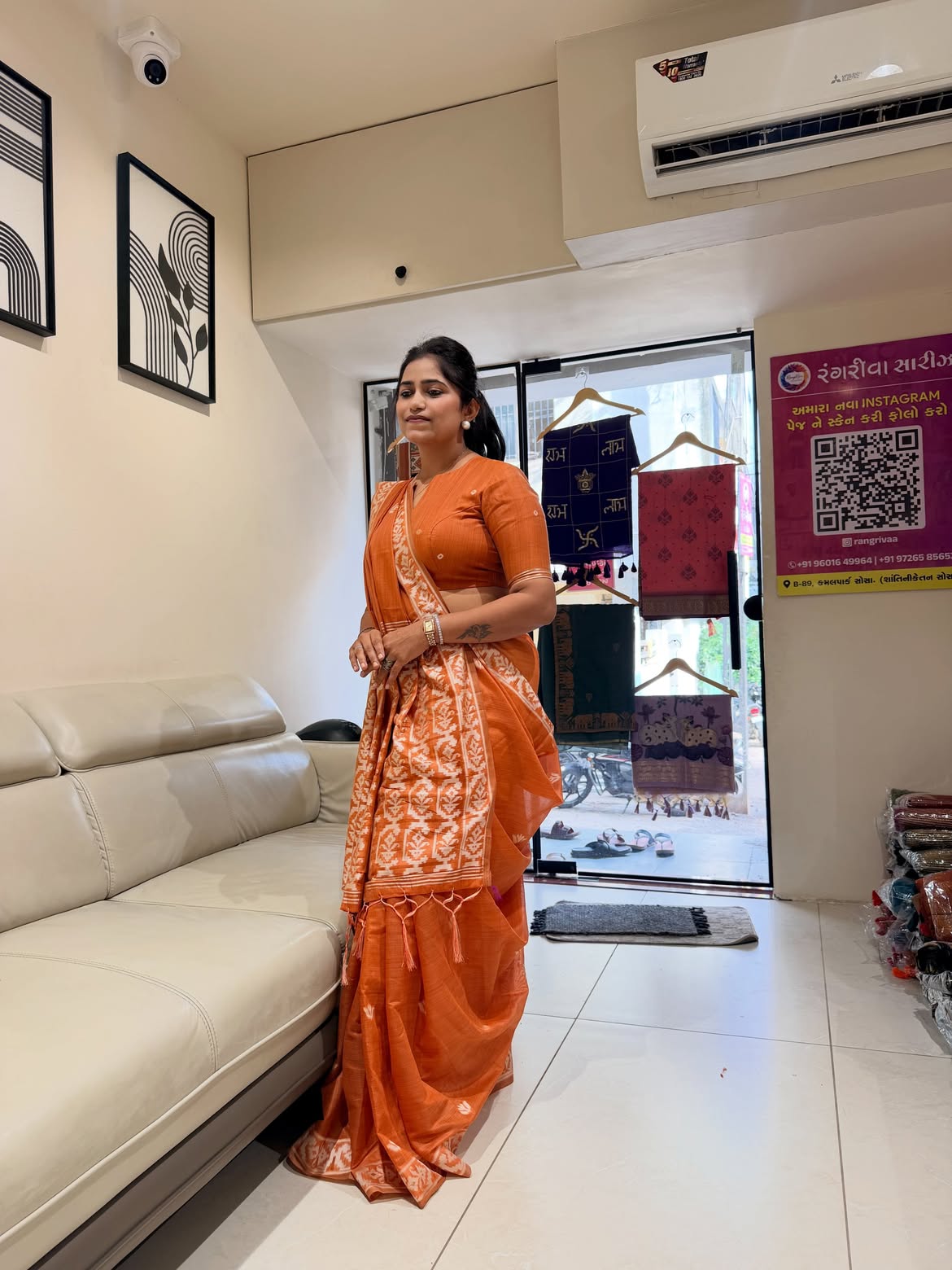 Cotton saree with weaving work - view 6