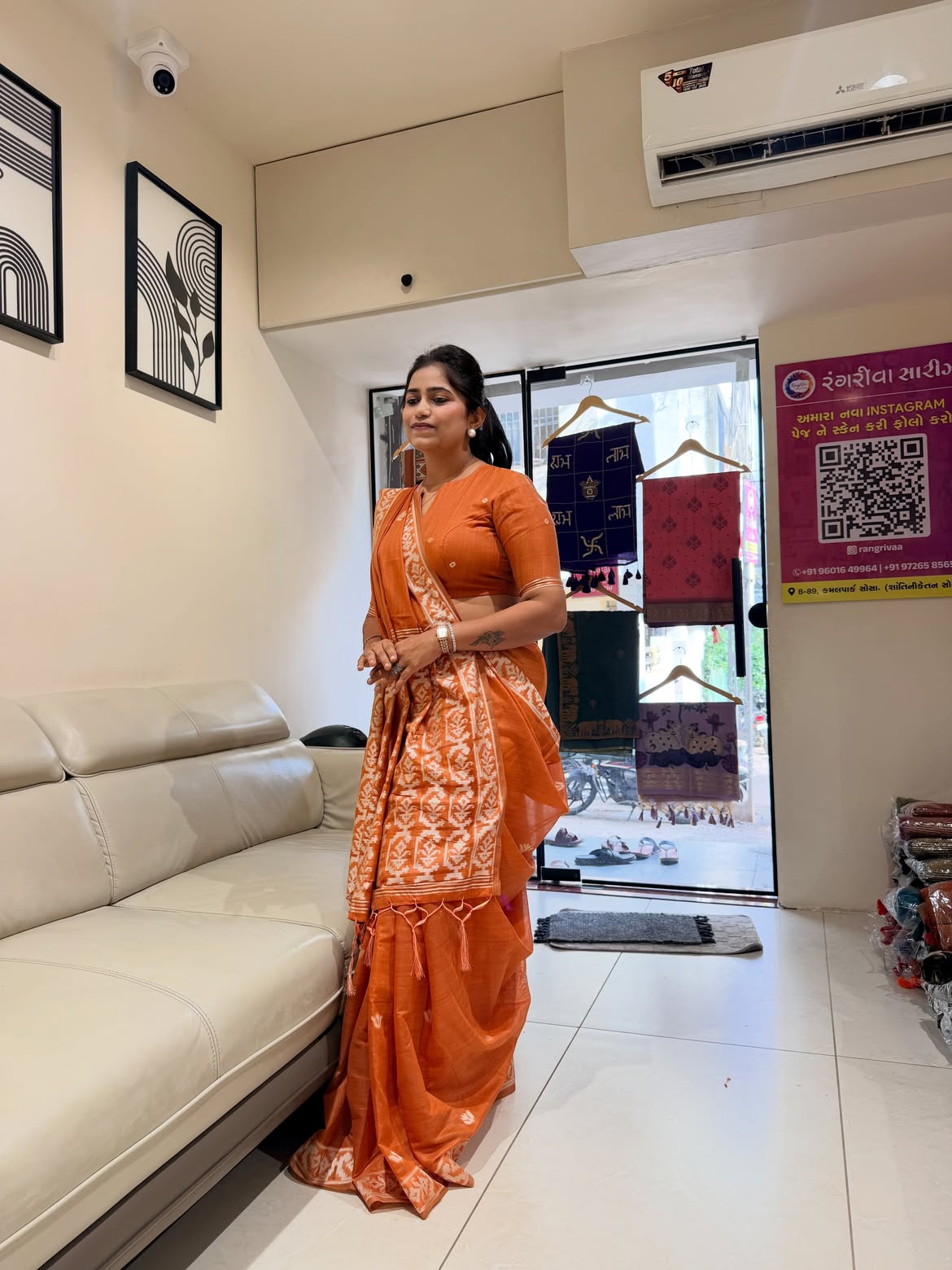 Cotton saree with weaving work - view 8