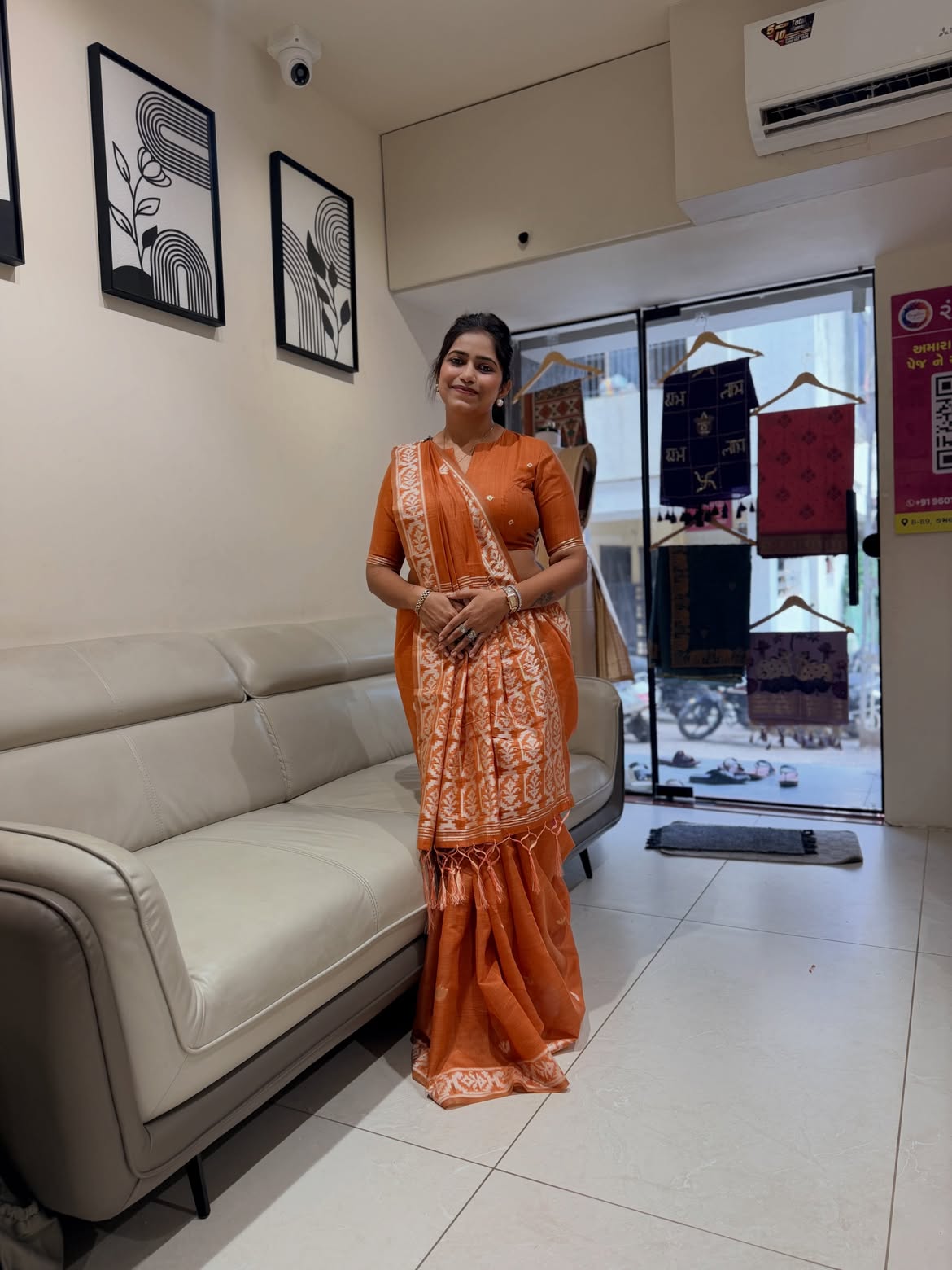 Cotton saree with weaving work - view 9