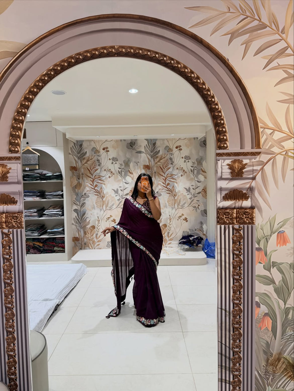 Georgette saree with handwork - view 10