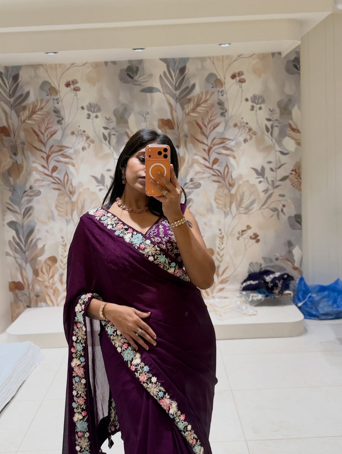 Georgette saree with handwork - view 3