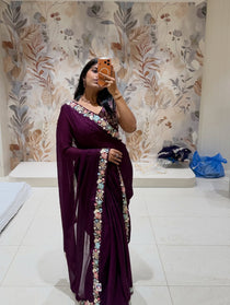 Georgette saree with handwork - view 8