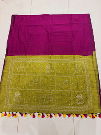 Khadi cotton saree with handwork - view 10