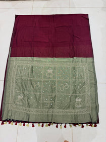 Khadi cotton saree with handwork - view 16