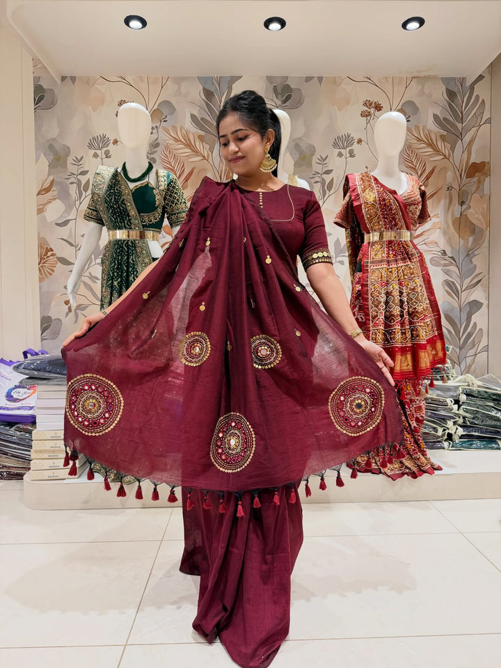 Khadi cotton saree with handwork - view 1