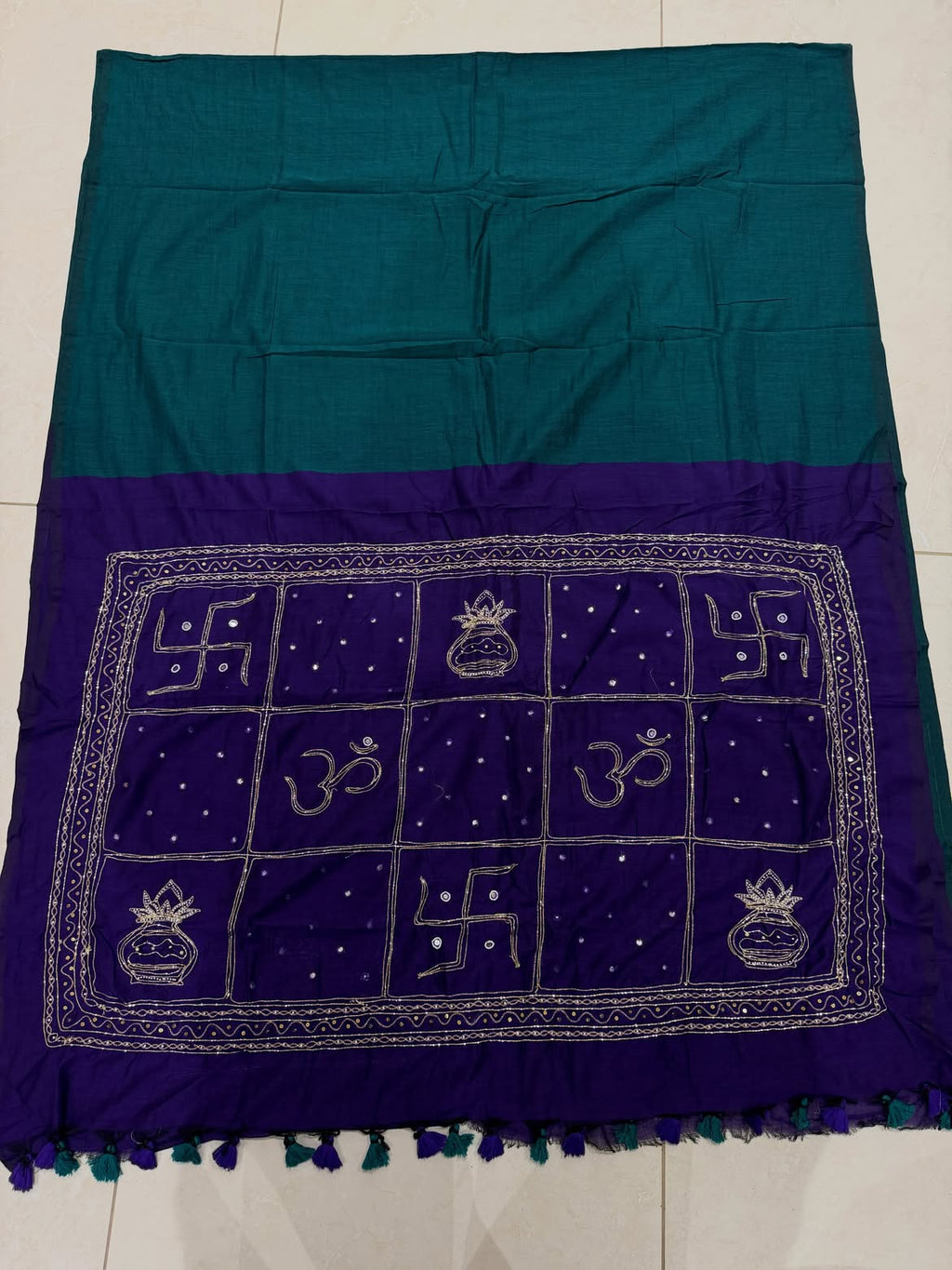 Khadi cotton saree with handwork - view 8