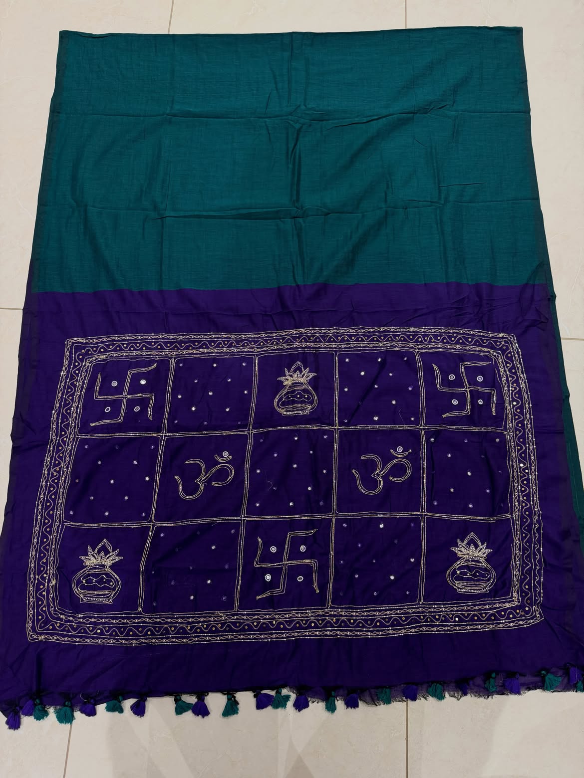 Khadi cotton saree with handwork - view 8