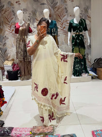 Khadi cotton saree with patch work - view 15
