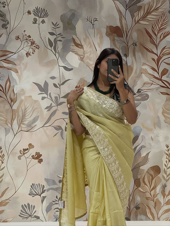 Paper Silk saree with Gota Patti Work - view 1