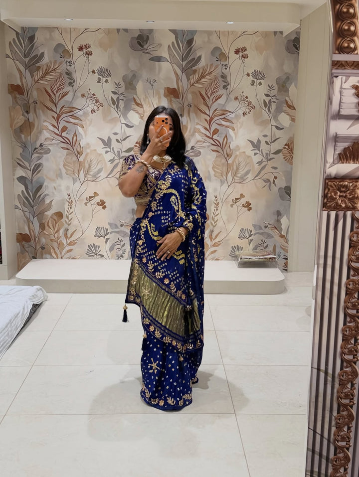 Pure Gaji Silk saree with hand work - view 1