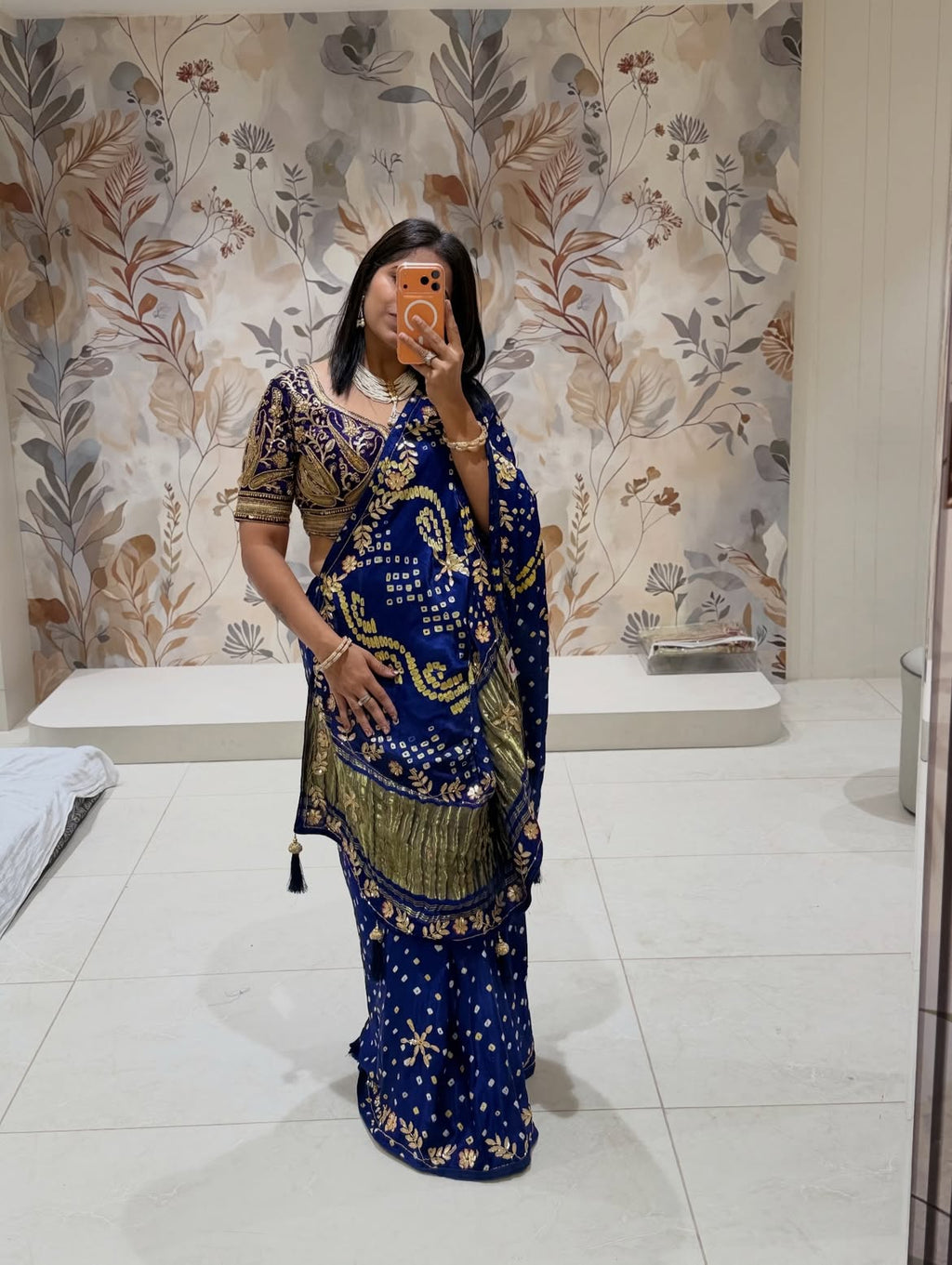 Pure Gaji Silk saree with hand work - view 4