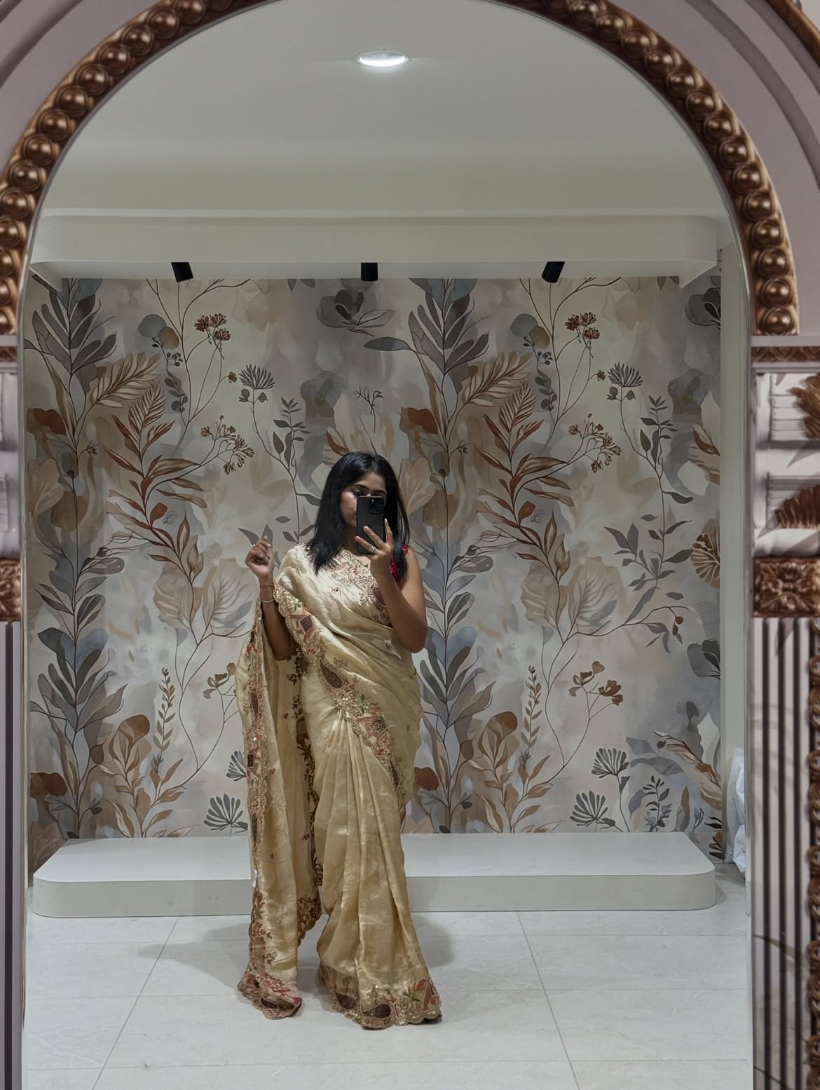 Pure Silk Saree with Heavy Work & Blouse Secondary image