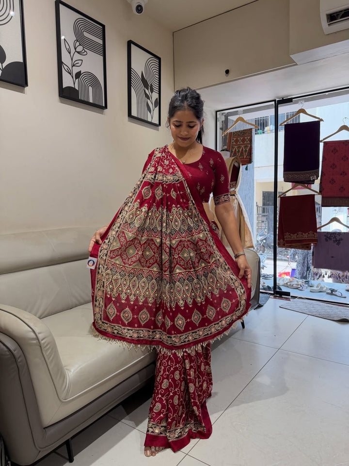 Soft rayon cotton saree with blouse - view 1