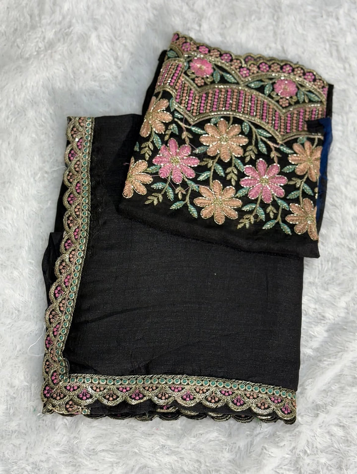 Soft Silk saree with Hand Work blouse - view 1