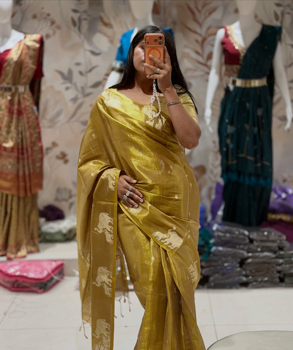 Soft Tissue saree with weaving work - view 2